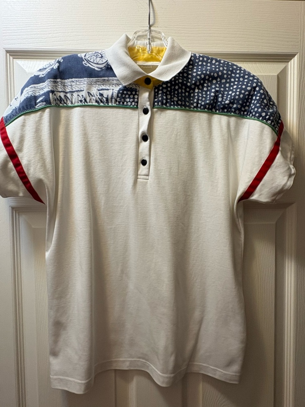 Rare 90s Vintage Marcia Sportfolio Mixed Print Polo Shirt HTF